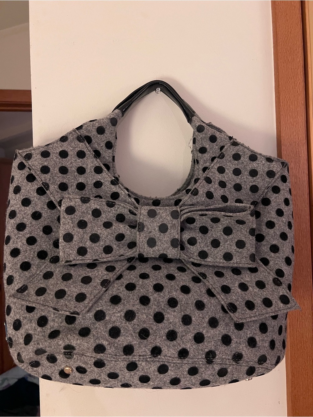 kate spade Gray and Black Polka Dot Bow Shoulder Bag